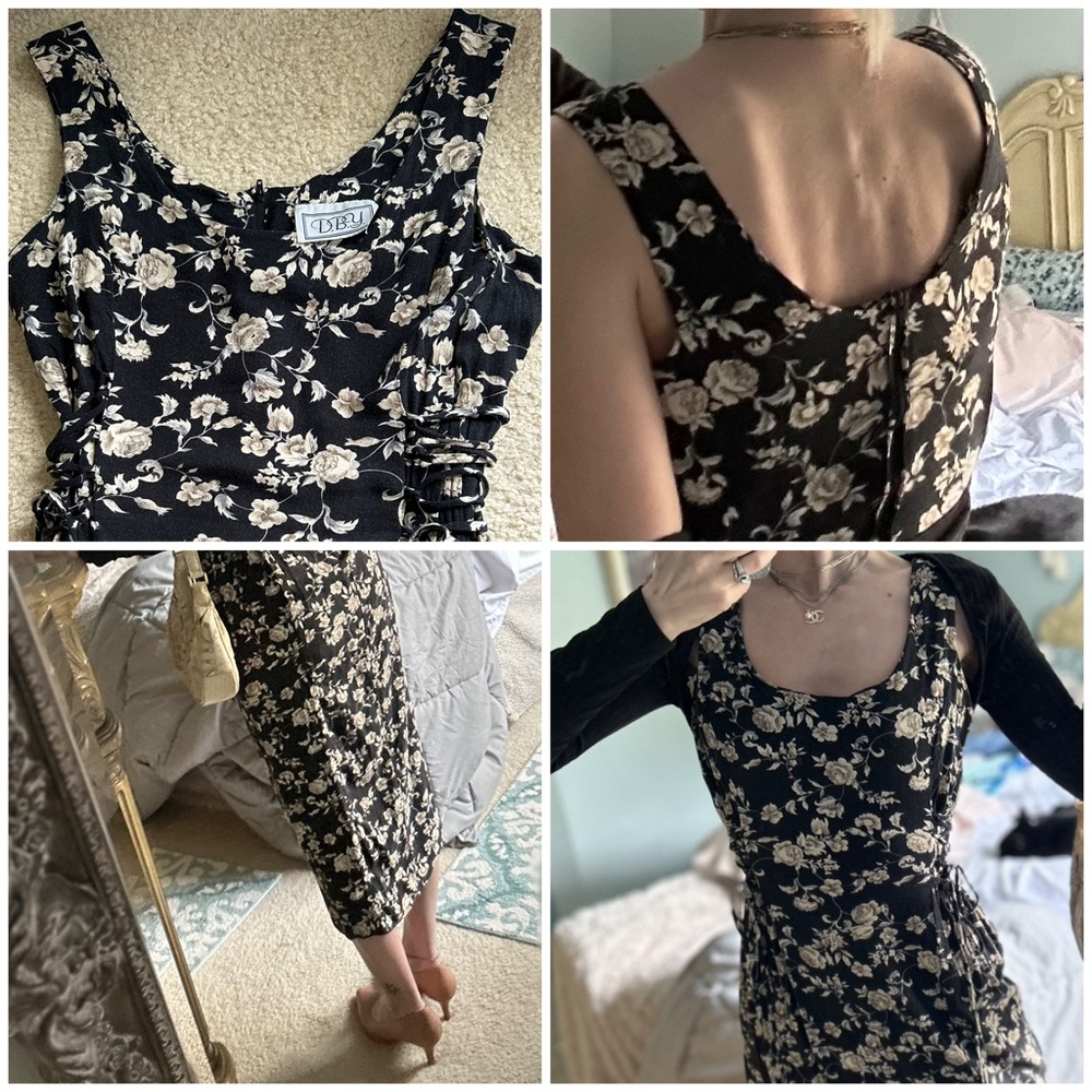 Vintage 90s corset lace up ditsy floral dress - Picture 2 of 15